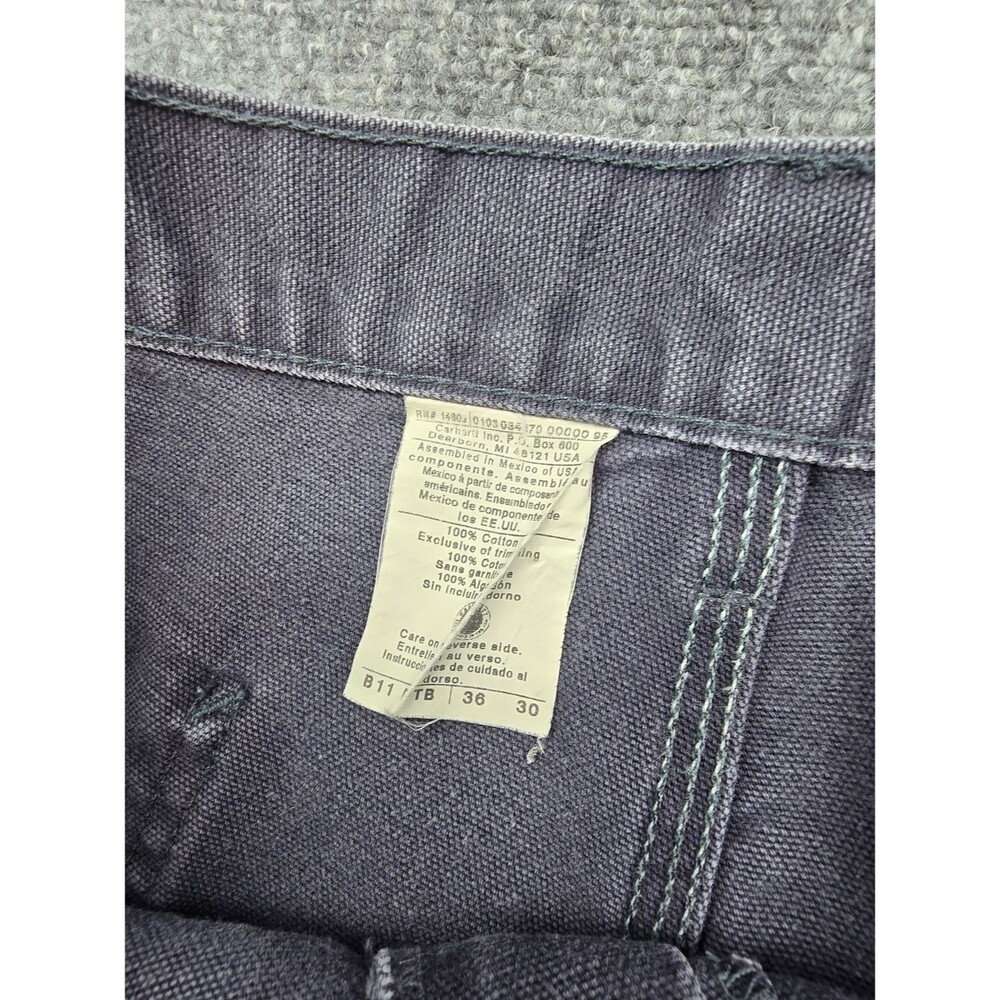 Carhartt Carpenter Pants Mens 36x30 Gray Distressed Canvas Workwear Paint - Picture 2 of 8